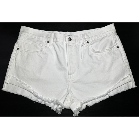 FRAME Front Cuff Short Women's Denim White Cotton SHORTS Style: FCSH171 Size 31 - Picture 3 of 12